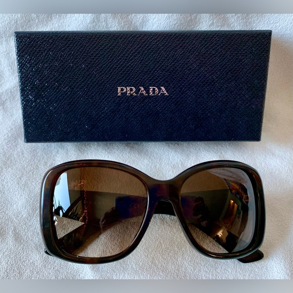 New Prada SPR 32P 2AU-6S1 Tortoise Frame Sunglasses Brown Lenses 57mm with case - Picture 3 of 7